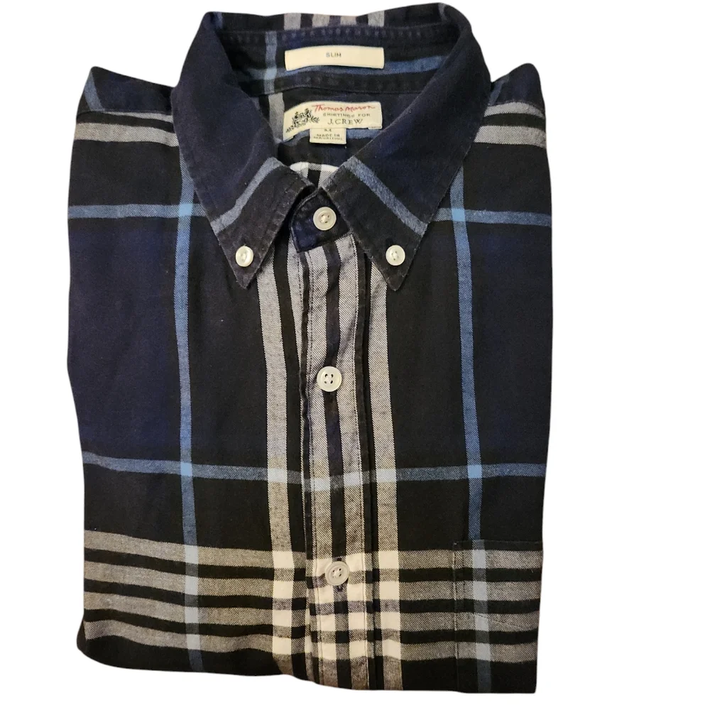 Thomas Mason Shirtings For‎ J. Crew Plaid Long Sleeve Shirt Size Medium Slim